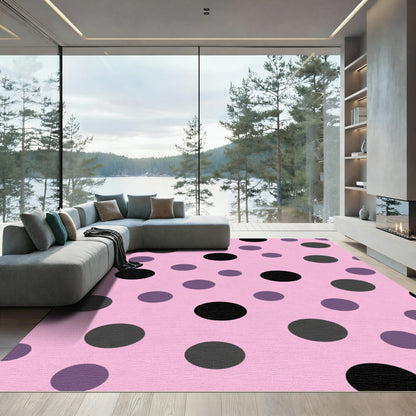 Pink Scattered Polka Dot Circles Rug