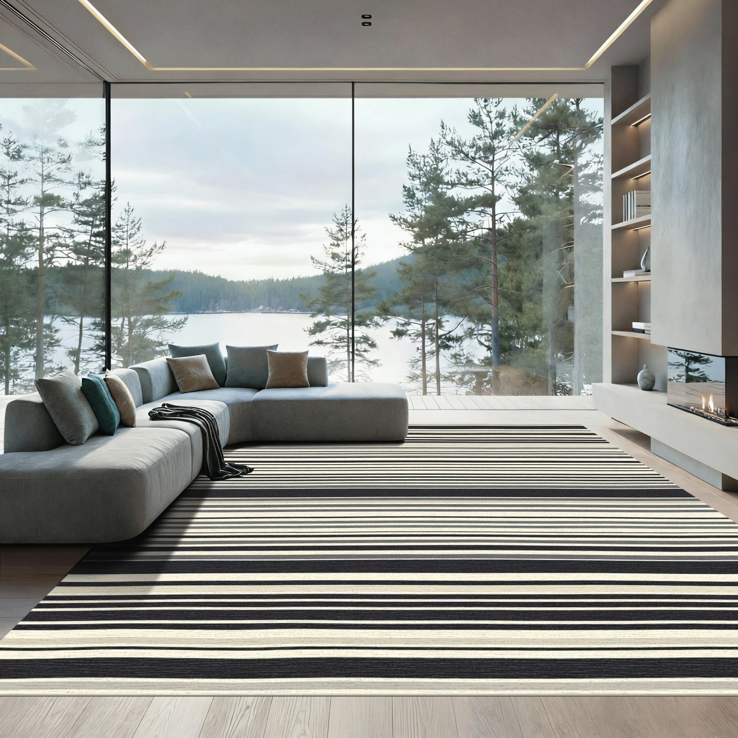 Monochrome Graphic Stripe Rug