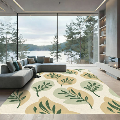 Earthy Abstract Leafy Branch Composition Rug