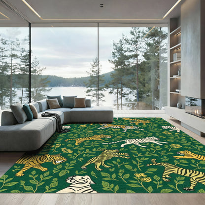 Emerald Tiger Floral Botanical Rug
