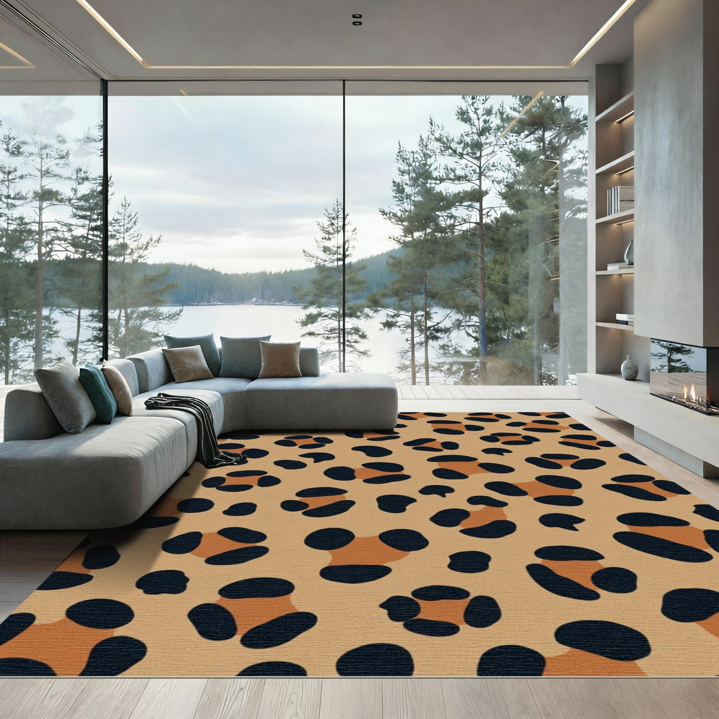 Classic Tan Leopard Spot Rug