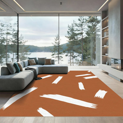 Terra Cotta Abstract Brush Strokes Rug