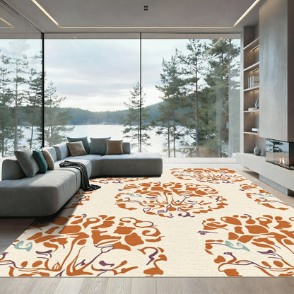Terra Cotta Abstract Organic Medallions Rug