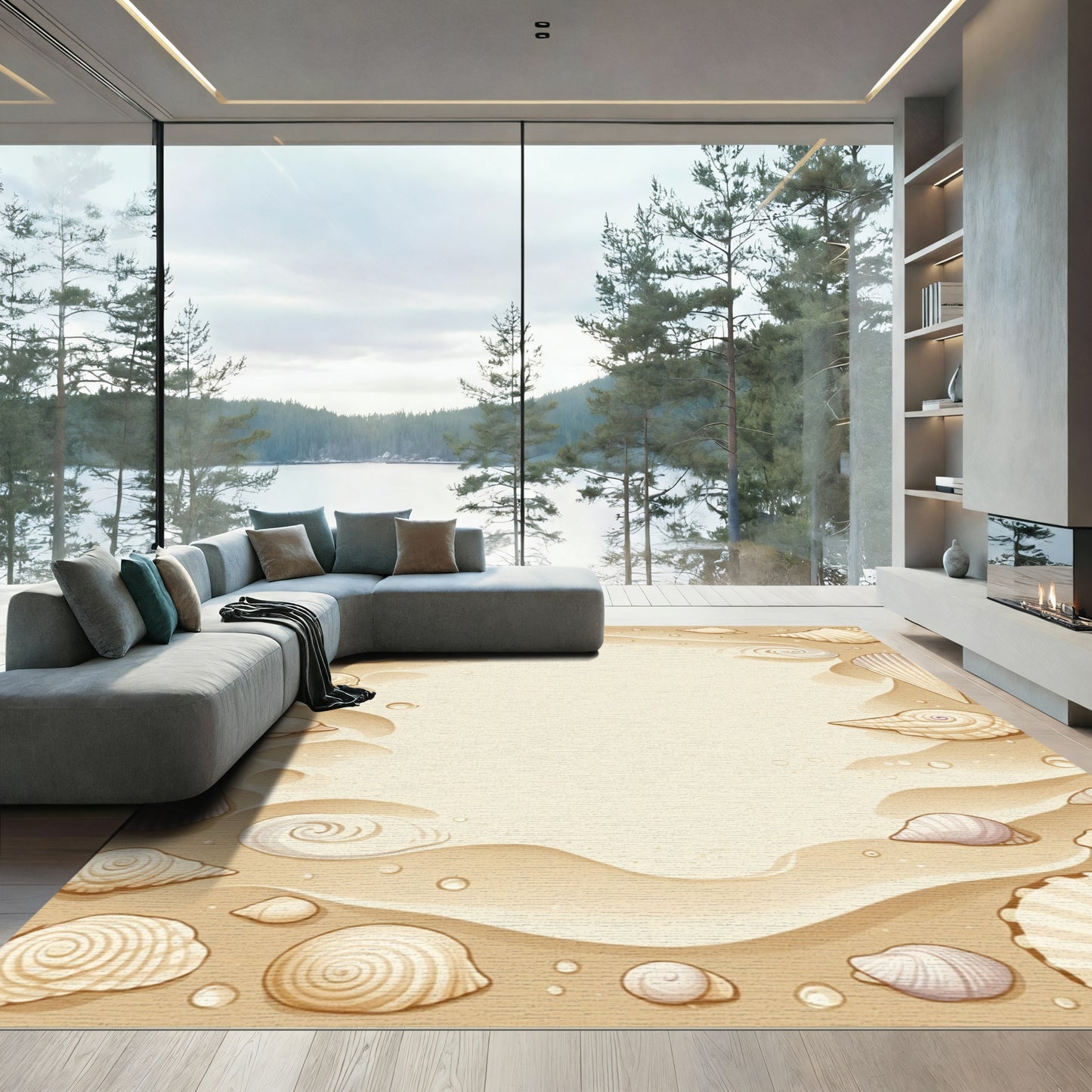 Beach Seashell Sand Waves Rug