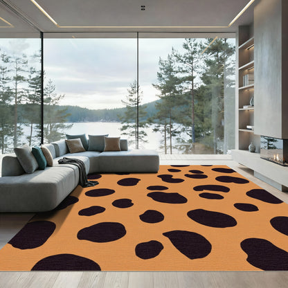 Orange Black Spotted Animal Hide Rug