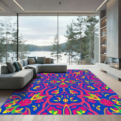 Vivid Pink Yellow Blue Mandala Rug