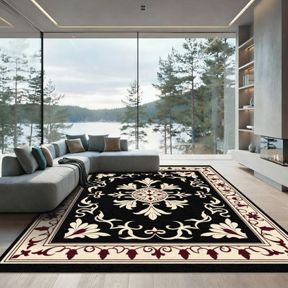 Crimson Cream Floral Baroque Rug