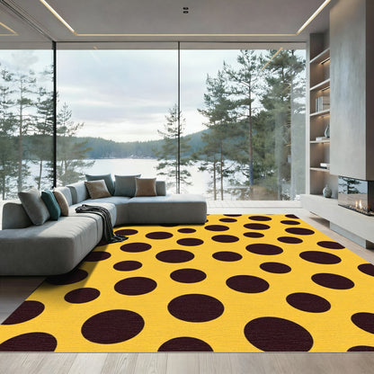 Yellow Brown Polka Dot Scatter Rug