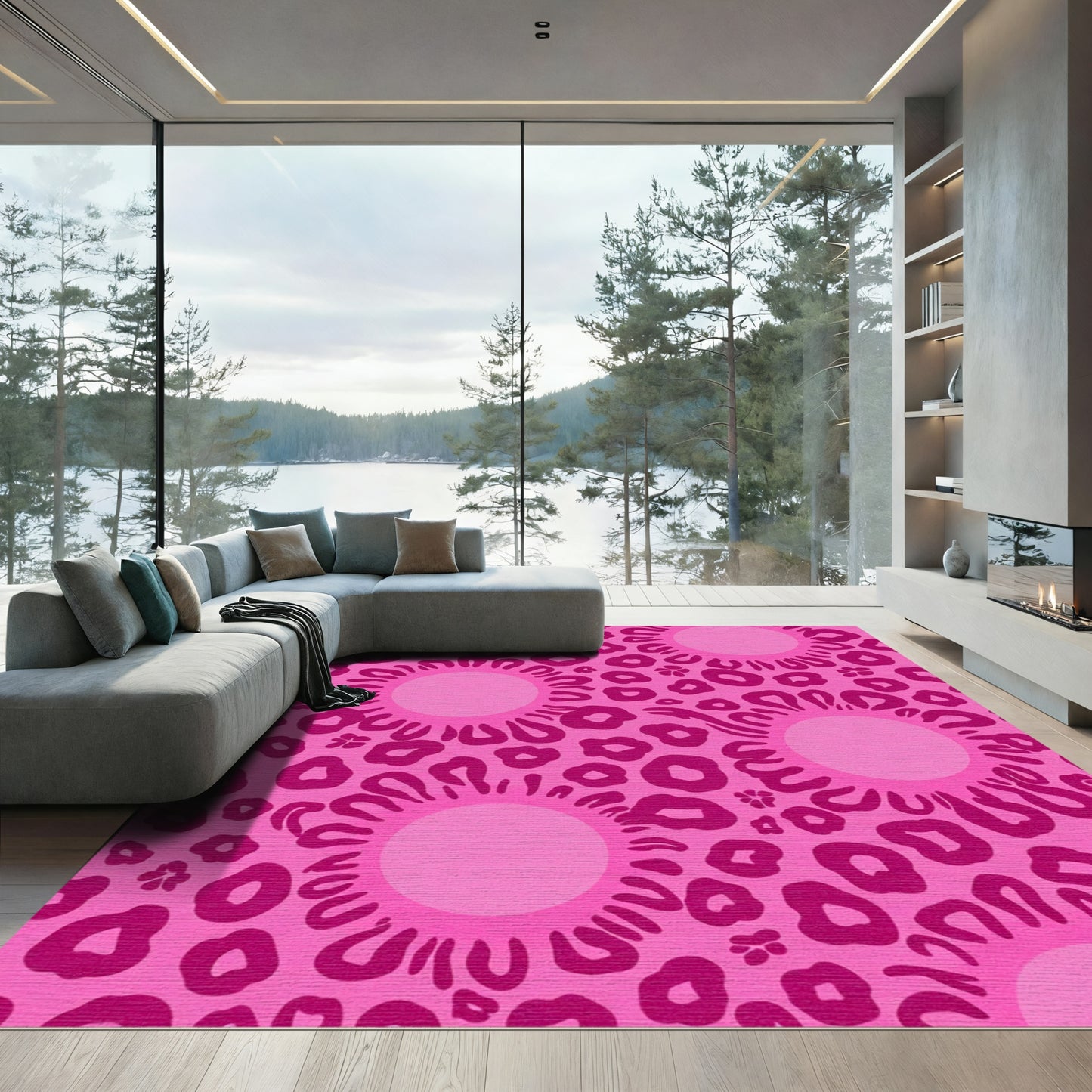 Fuchsia Sunburst Animal Spot Rug
