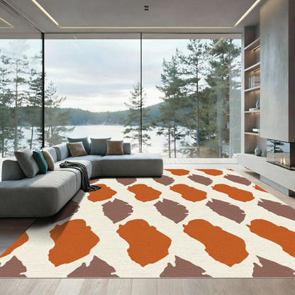 Terracotta Walnut Abstract Leaf Pattern Rug