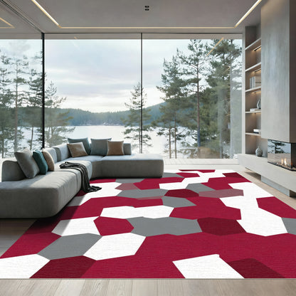 Crimson Gray White Tessellation Rug