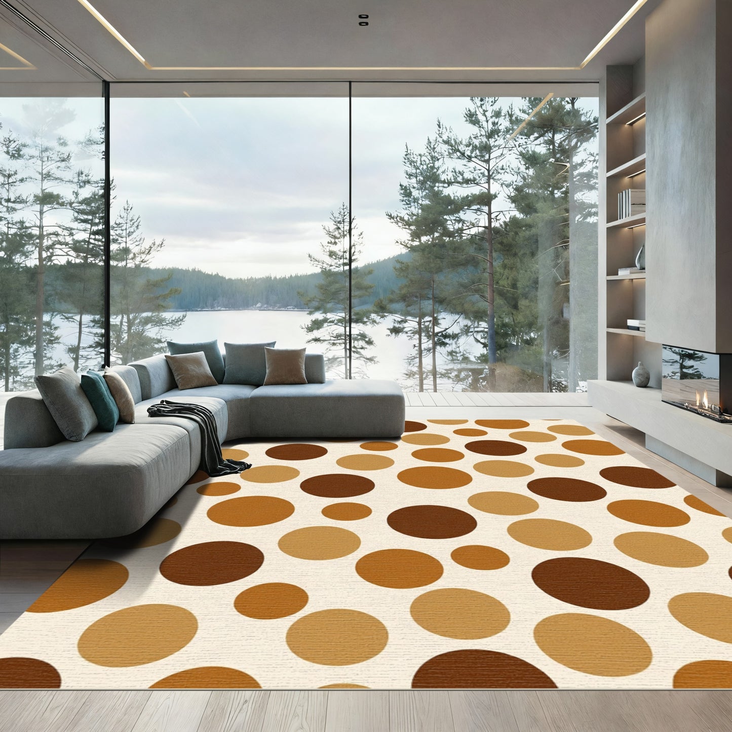 Rich Earthy Tone Polka Dot Rug