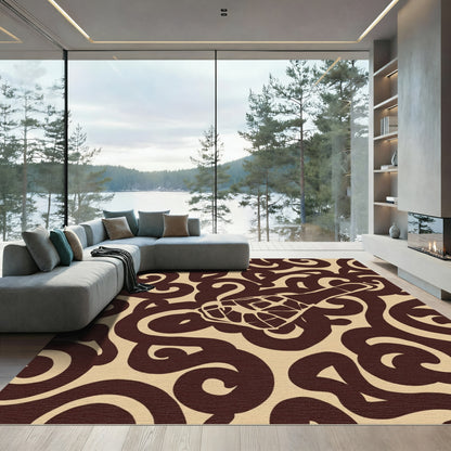 Brown Swirls with Outline Cork Bottle Rug