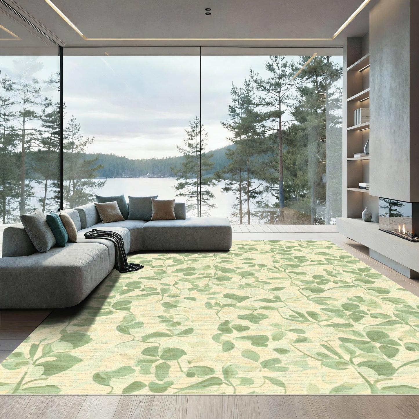 Subtle Green Clover Meadow Rug