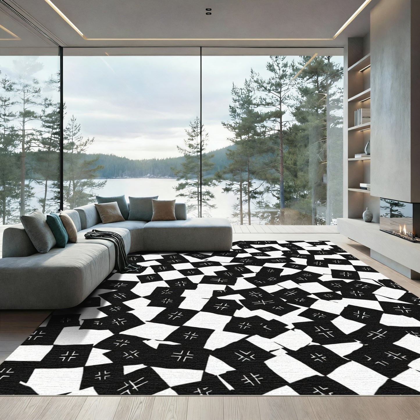Monochromatic Cross Checkerboard Chaos Rug
