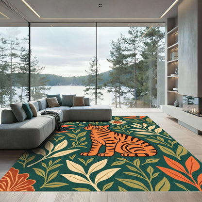 Orange Tiger Amidst Foliage Rug