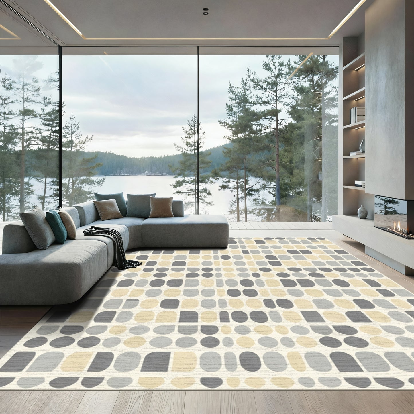 Retro Geometric Mid Century Modern Rug