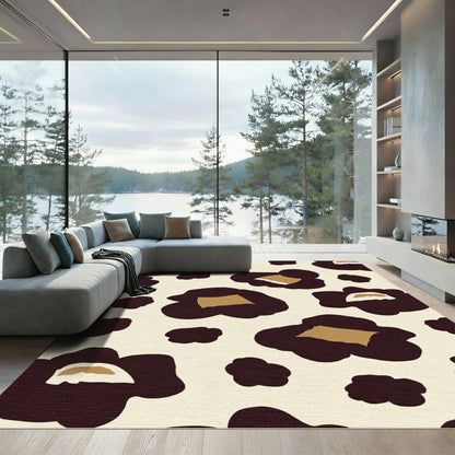 Cream Brown Animal Spots Rug