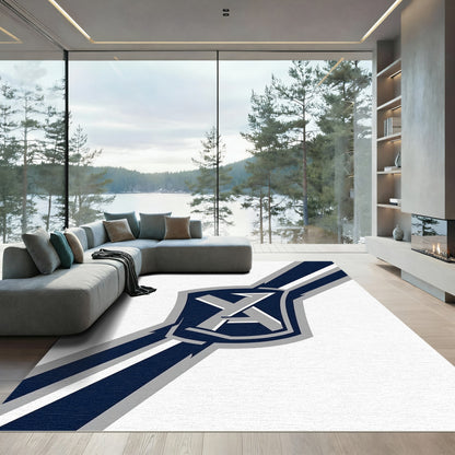 Navy White Crest Angled Lines Rug