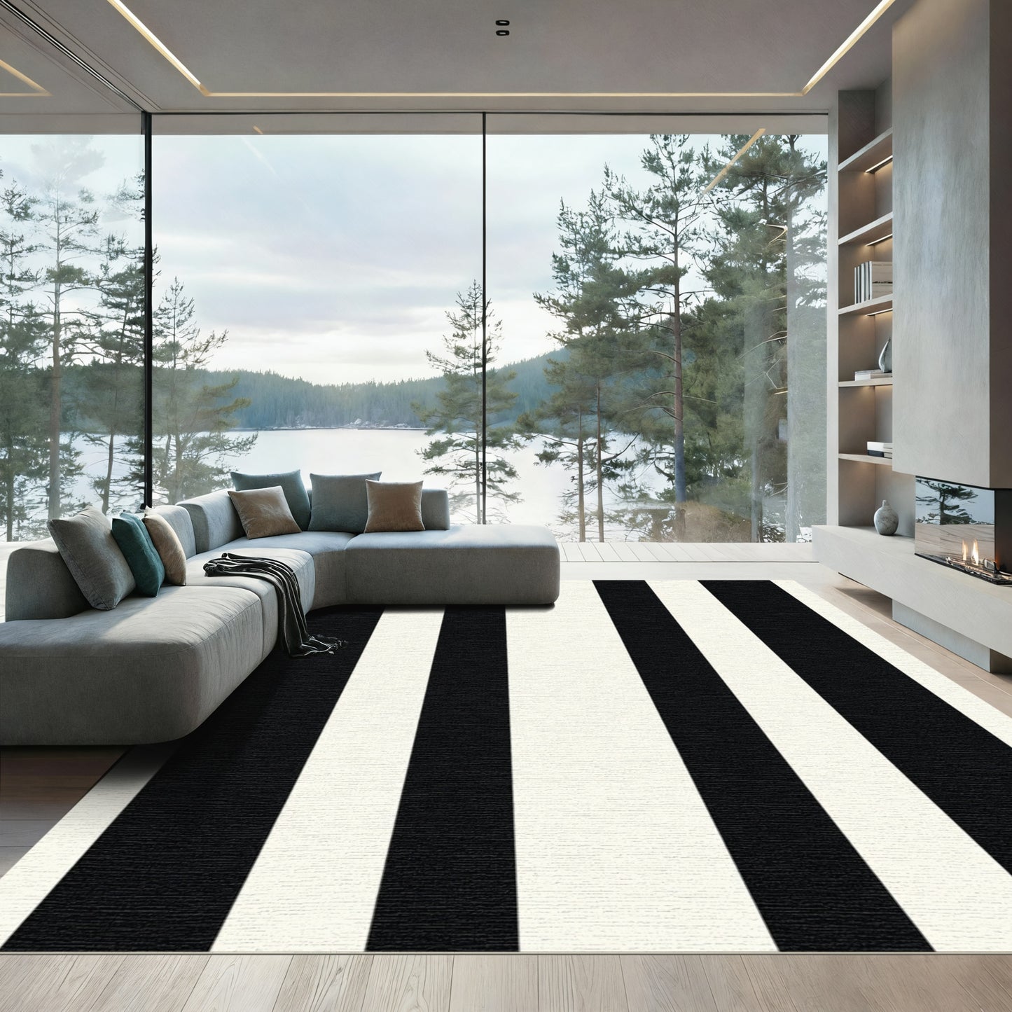 High Contrast Vertical Bands Rug