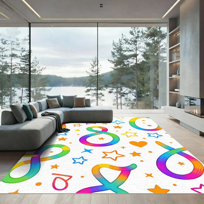 Gradient Rainbow Alphabet Stars Rug