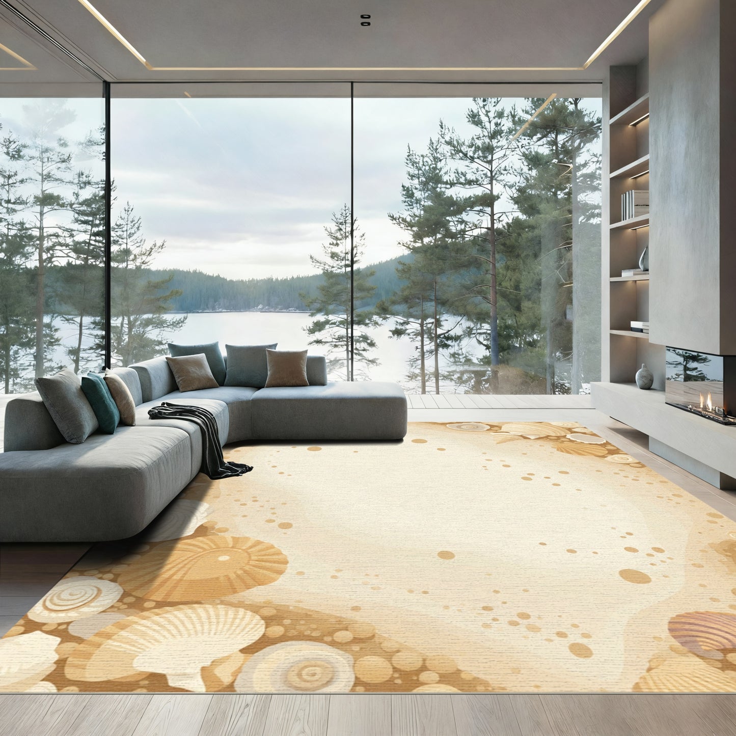 Coastal Seashell Beach Confetti Sand Rug