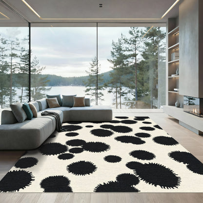 Black Blotches Sparse Cream Composition Rug