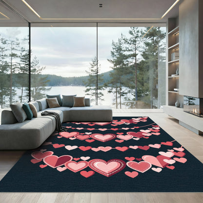 Various Pink Heart Garland Composition Rug