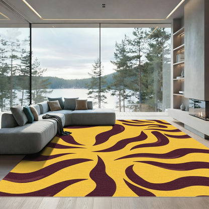 Golden Orange Abstract Tiger Stripe Rug