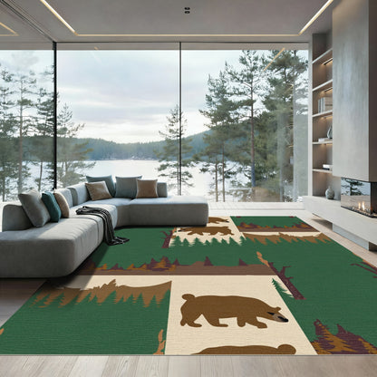 Woodland Bears Forest Trees Landscape Rug