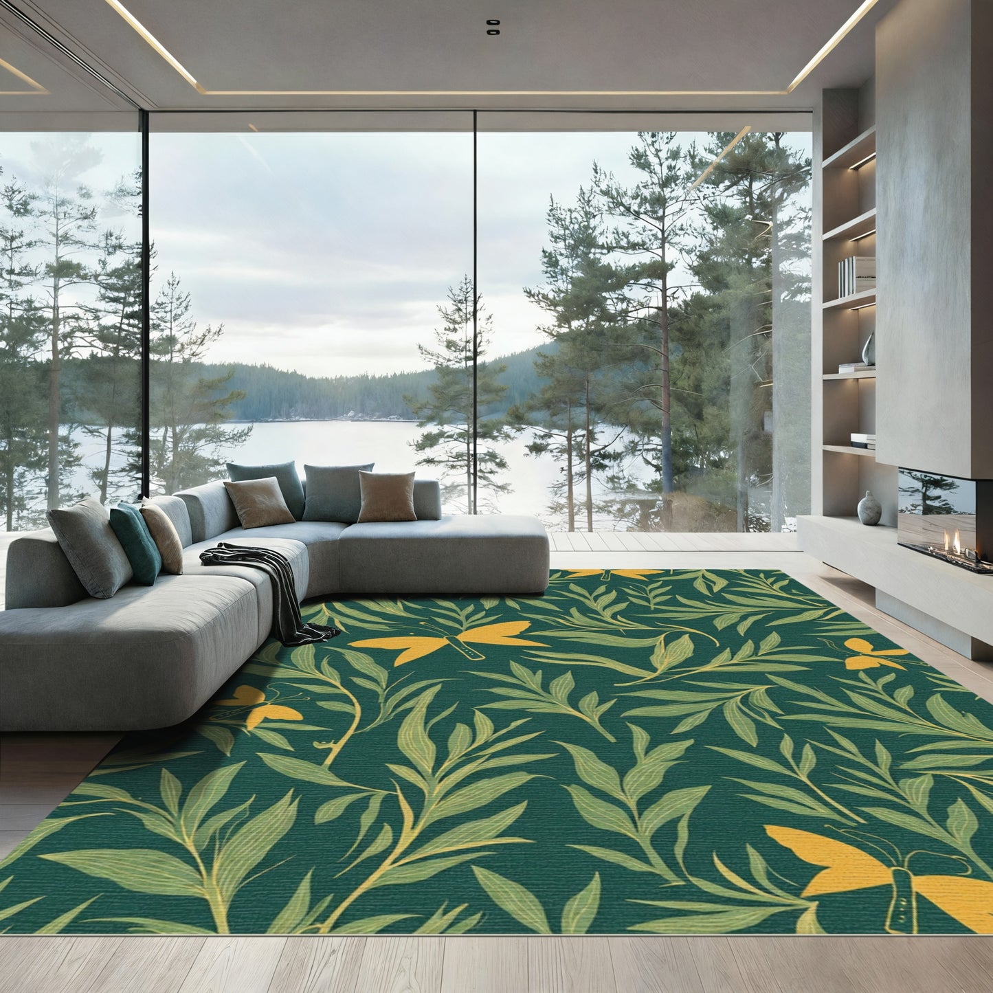 Golden Butterfly Foliage Garden Rug