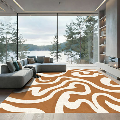 Burnt Orange Abstract Swirl Rug