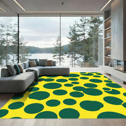 Bold Yellow Green Polka Dot Circles Rug