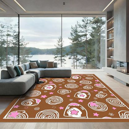Sweet Pink Chocolate Cookie Stars Rug