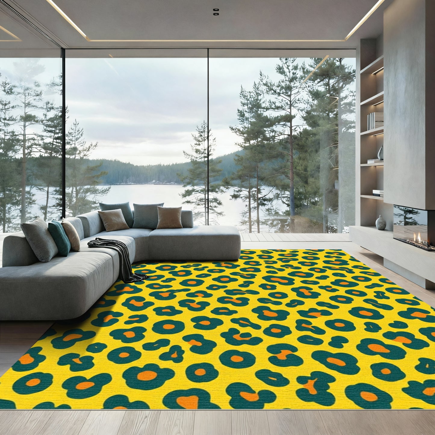 Bold Yellow Leopard Spot Rug