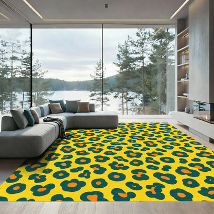 Bold Yellow Leopard Spot Rug