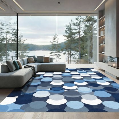 Ocean Blue Layered Circles Rug