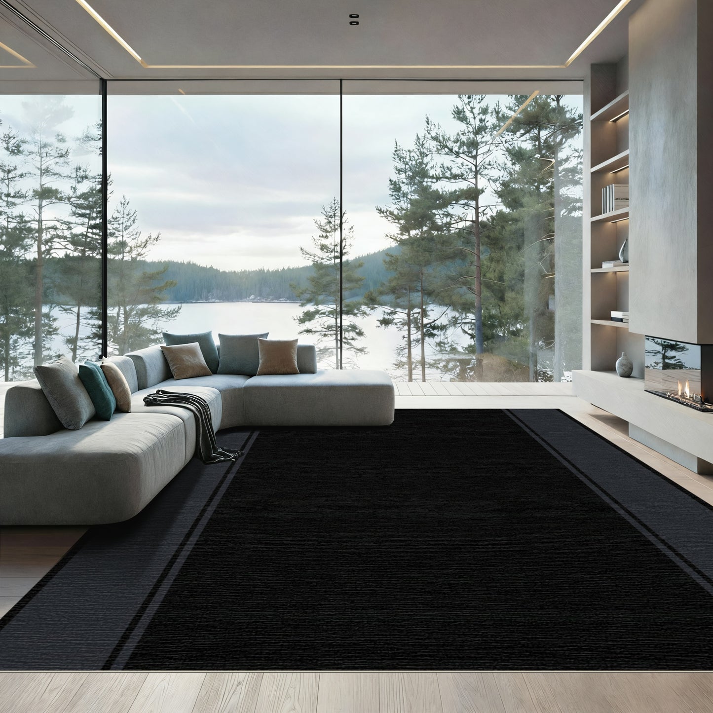 Abstract Gray White Geometric Lattice Rug