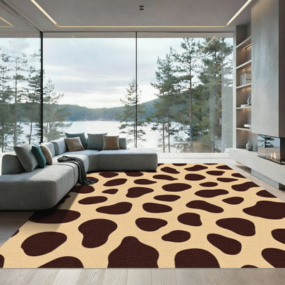 Brown Spots on Beige Contemporary Rug