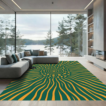 Emerald Teal Sunburst Swirl Rug