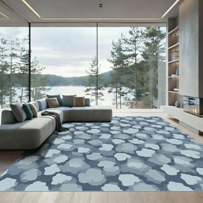 Cool Blue Abstract Cloud Cluster Rug