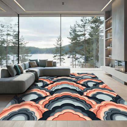 Coral Gray Arching Cloud Rug