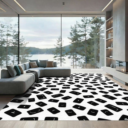 Black White Abstract Symbols Rug