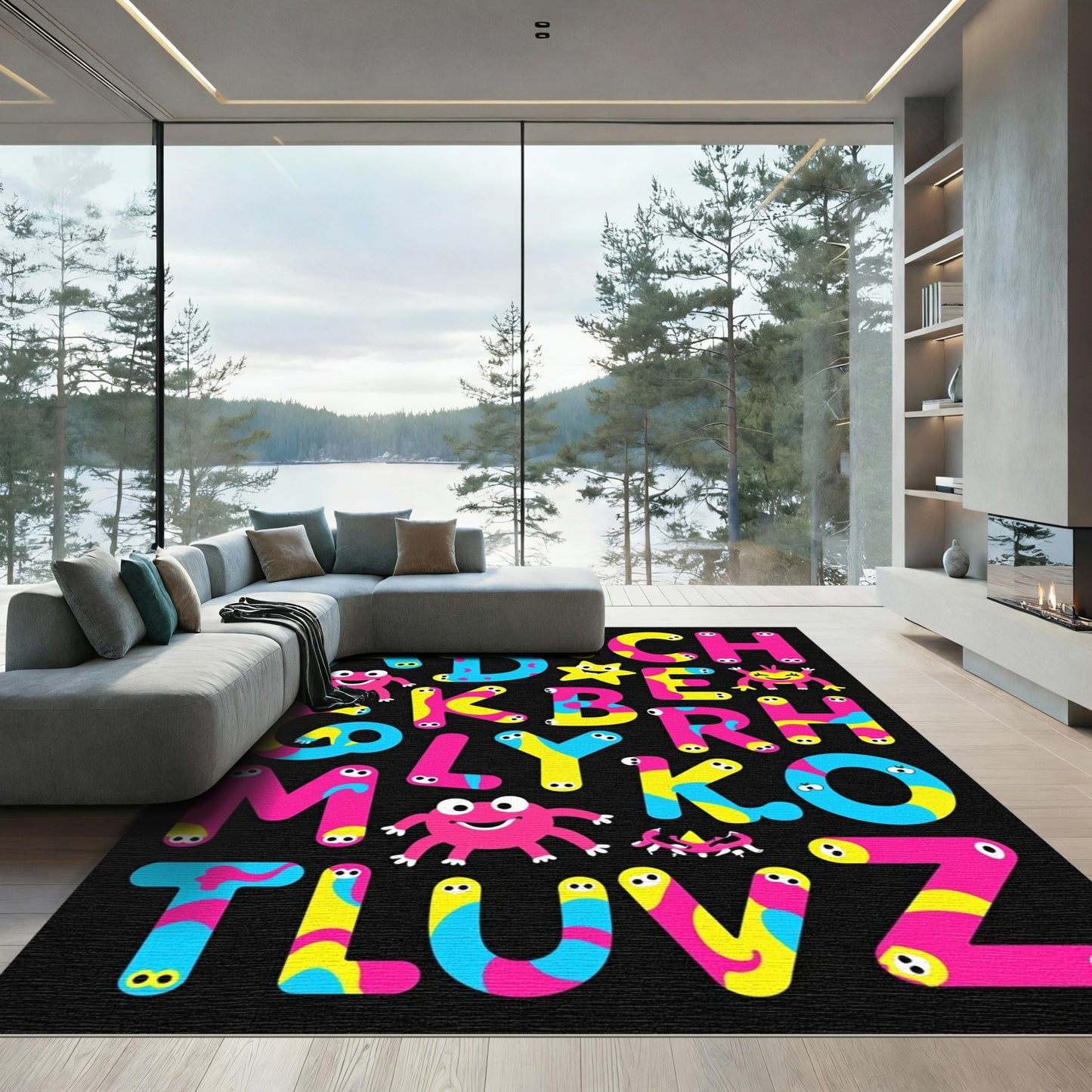 Playful Alphabet Monsters Colorful Abc Rug