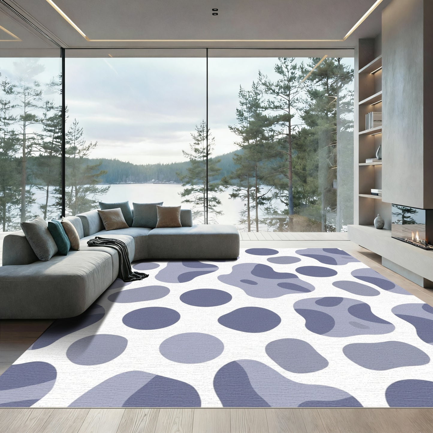 Periwinkle Abstract Blob Shape Rug