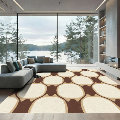 Retro Brown Beige Oval Chain Rug