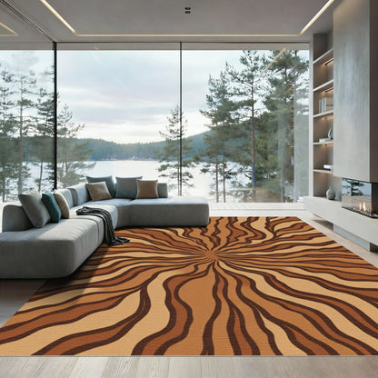Earthy Brown Swirl Radial Rug