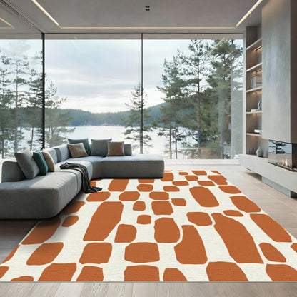Crimson Pebble Irregular Blocks Rug