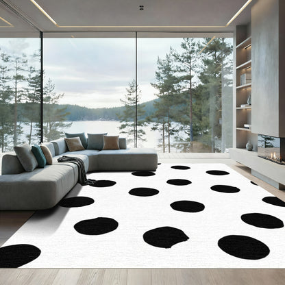 Classic Black White Polka Dot Rug