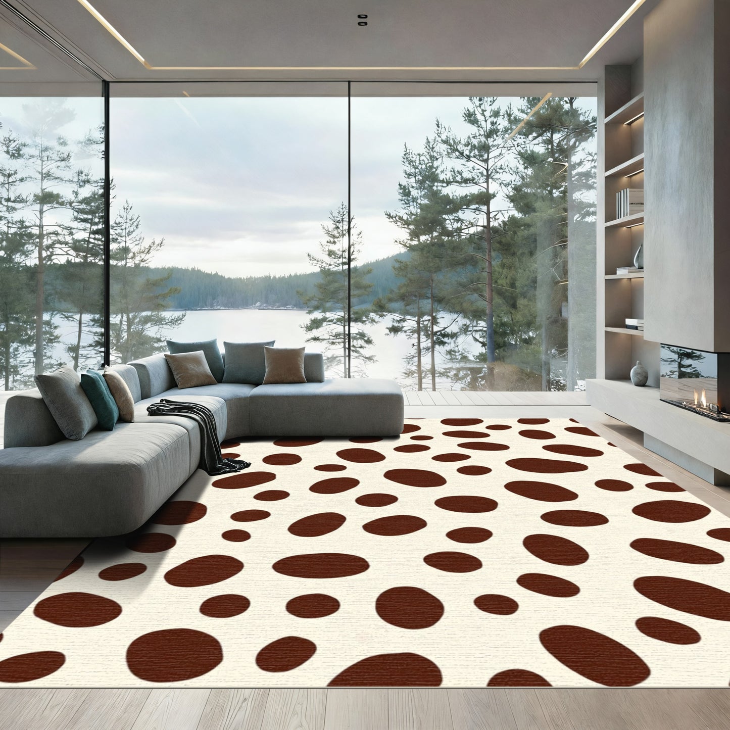 Brown Spotted Ivory Organic Rug
